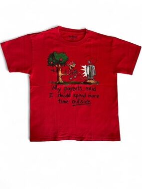 Urban Pipeline Boys Medium Red Graphic Tee Funny  Shirt Spend More Time Outside